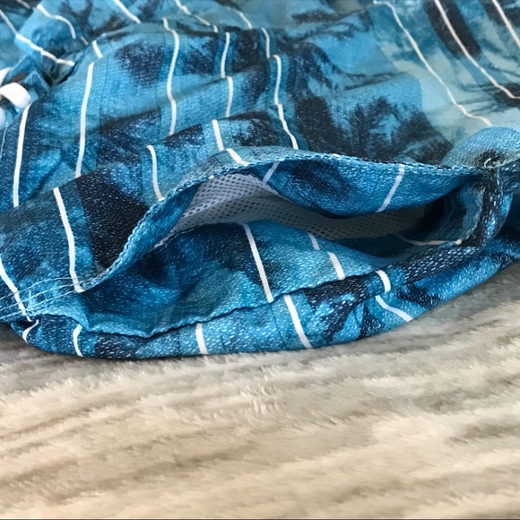 Speedo Blue Striped Palm Tree Swim Trunks - Picture 5 of 8